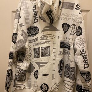 Nike White and Gray Graphic Hoodie